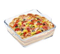 WANDGU Fuente para horno de cristal: 0,8 l, pequeña con asas, mini cazuela para lasaña, pasteles, microondas y horno, apta para congelador, resistente a altas y bajas temperaturas, 19,5 x 16,5 x 4,6