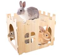 WANDGU Gran Casa para Conejos: Gran Casa para Pequeños Animales, Casita de Madera para Esconderse, Ideal para Cobayas, Conejos Enanos y Otros Roedores (40 * 30 * 30cm)