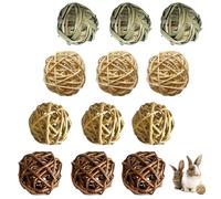 WANDGU - Juego de 12 bolas de masticar para conejos, juguetes de masticar para conejos, bolas de mimbre, para animales pequeños, juguetes de actividad para animales pequeños, hámsters, conejos
