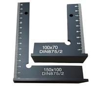 WANDGU - Juego de 2 soportes de cerrajería con escala de medición: Escuadra de borde 90° metálico para trabajos de precisión en metalurgia y taller, escuadra de carpintero (150 x 100 mm, 100 x 70 mm)