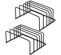 WANDGU Juego de 2 tablas de cortar: soporte para tabla de cortar y soporte para tapas de ollas con sistema de 5 compartimentos, soporte para tabla de cortar negro, ahorra espacio para zona de cocina y