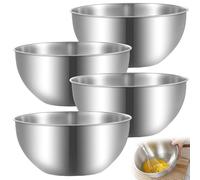 WANDGU Juego de 4 cuencos de acero inoxidable: ensaladera apta para lavavajillas, acero inoxidable, cuenco para mezclar Edelsta hl, SUS 304 (diámetro de 19 cm) con escala de medición, cuencos de metal