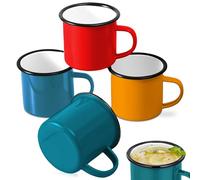 WANDGU - Juego de 4 tazas de esmalte para acampar tazas de café retro taza de té taza de bebida, taza de oficina, taza de café espresso - copas de vino para el hogar, fiestas, oficina o el hogar