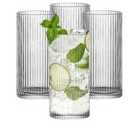 WANDGU - Juego de 4 vasos largos de 360 ml de copa de café, vasos de cristal transparente, vidrio de alta gama, tazas de café para té, leche, whisky, zumo, mojito