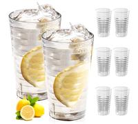 WANDGU Juego de 8 vasos de plástico apilables, sin bisfenol A, vasos reutilizables para camping, para exteriores, cocina y celebraciones familiares