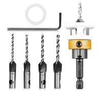 WANDGU Juego de Brocas Avellanadas: Juego de 6 Brocas Avellanadoras Cónicas con Tope de Profundidad, Juego de Brocas Avellanadoras de Madera con Llave para Taladros de Madera y Plástico