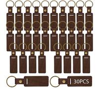 WANDGU - Llaveros de madera, 30 piezas de madera, llavero, natural, personalizado, diseño de madera, llavero, colgante de madera, para bricolaje, grabado, pintura, cumpleaños, Holz, Porte-Clés en Bois