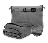 WANDGU Manta de Almohada de Viaje: 127×152cm Gris Manta de Viaje de Avión, Manta de Almohada de Viaje 2 en 1, Manta de Viaje Ligera y Almohada en un Elemento, Esencial de Viaje para Camping, Viajes
