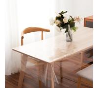 WANDGU Mantel de PVC transparente: 140 x 220 cm, PVC, transparente, impermeable, lavable, protector de mesa a prueba de grasa, para exteriores, cocina, picnic