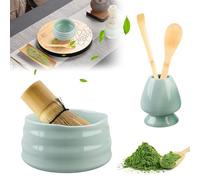WANDGU Matcha Kit: Juego de té Matcha con Batidor Japonés Matcha (Chasen) y Soporte, Cuchara Tradicional (Chashaku), Cucharadita, Bol de té, Matcha Kit para Ceremonia Matcha