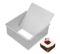 WANDGU Molde cuadrado con revestimiento antiadherente de aluminio anodizado, base extraíble, molde para tartas, brownies y cazuelas, ideal para el hogar, panaderías y pastelerías