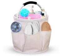 WANDGU Organizador de productos de limpieza: cesta de limpieza universal plegable con asa y 6 compartimentos, cesta de herramientas portátil, bolsa de limpieza para jardín, baño, playa