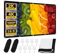 WANDGU Pantalla de proyección 100 pulgadas 16:9 HD 4K: proyector portátil plegable, pantalla de proyector al aire libre