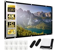 WANDGU Pantalla de proyección plegable de 100 pulgadas: 16:9 HD/4K proyector, lienzo optimizado para interiores y exteriores, portátil lavable con cuerdas de gancho para cine en casa, camping y