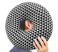 WANDGU Piercing de almohada con orificio: 30 x 30 x 9 cm de algodón donut almohada para oído contra el dolor de oído, cojín para aliviar el dolor de oído, piercing de lado (negro)