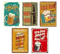 WANDGU Placas de metal para garaje, estilo retro, juego de 5 unidades, 20 x 30 cm, diseño vintage, nostálgico, coche, cartel de metal para pared de casa, decoración de habitaciones, bar, decoración