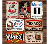 WANDGU Placas de metal para garaje, estilo retro, juego de 7 unidades, 20 x 30 cm, diseño vintage, nostálgico, coche, cartel de metal para pared de casa, decoración de habitaciones, bar, decoración