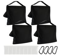 WANDGU Sacos de arena para fotografía: 4 bolsas de arena vacías fotográficas con 4 mosquetones y 8 bolsas, tela Oxford vacía para estudios fotográficos, trípodes, fotografía al aire libre y camping