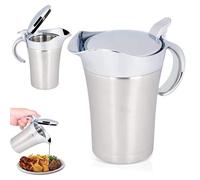 WANDGU Salsera térmica de acero inoxidable: 750 ml, doble aislamiento, jarra de salsa de acero inoxidable 304, recipiente para salsas con tapa, elegante jarra para salsa de vainilla, nata, salsa