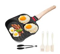 WANDGU Sartén antiadherente de aluminio de 3 compartimentos: sartén para huevos y tortitas con revestimiento antiadherente, sartén de inducción para desayuno, 36 × 15 cm