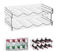 WANDGU Soporte para Botellas de Vino Apilable: 8 Botellas Organizador Botellas Frigorifico Transparente, Portabotellas de Plástico, Wine Rack Standing para Armarios, Frigoríficos, Salones