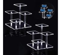 WANDGU Soporte para exhibición de acrílico vertical: 2 soportes de exhibición de acrílico, soporte para joyas de acrílico transparente, estante elevador de mesa D isplay, soporte transparente AScryl D