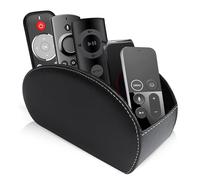 WANDGU Soporte para mando a distancia: soporte de mando a distancia de piel sintética con 5 bolsillos, almacenamiento remoto, mando a distancia de TV para mandos a distancia, maquillaje, bolígrafos,