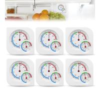 WANDGU Termometro Higrometro Analogico: 6Piezas 7,5×7,5 cm Termómetro de Interiores y Medidor de Humedad, Estación Meteorológica Pared Precisa, Termometro Ambiente Profesional para Interior, Exterior