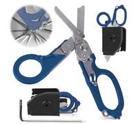 WANDGU Tijeras de emergencia 6en1: Tijeras de Emergencias, Alicates Tácticos Plegables, Tijeras Multiherramienta, Alicates Multifunción para Tijeras de Cocina (azul)