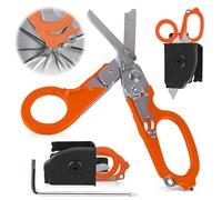 WANDGU Tijeras de emergencia 6en1: Tijeras de Emergencias, Alicates Tácticos Plegables, Tijeras Multiherramienta, Alicates Multifunción para Tijeras de Cocina (naranja)