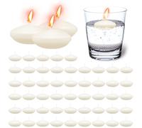 WANDGU - Velas flotantes sin perfume, 50 unidades, velas flotantes, velas flotantes, para San Valentín, Navidad, boda, cena, blanco cálido