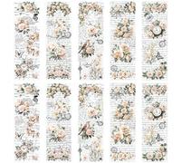 WANDIC 10 hojas de calcomanías de transferencia, diseño retro de flores de champán para álbumes de recortes, álbumes de fotos, muebles, 11.8 x 3.9 pulgadas