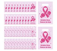 WANDIC 100 bolsas de mano con cinta rosa, bolsas de concienciación sobre el cáncer de mama, portátiles para eventos de caridad, decoración de embalaje para mujeres