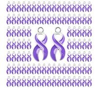 WANDIC 100 colgantes de cinta de color morado claro, aleación 3D, colgantes de concienciación sobre el cáncer testicular para hacer collares y aretes