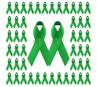 WANDIC 100 insignias de poliéster para concienciación sobre la salud mental con cinta verde, broches de concienciación sobre la salud mental del hígado, broches de recuerdo para eventos de caridad