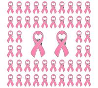 WANDIC 100 pines de cinta rosa con forma de corazón, broches de cinta para concienciación sobre el cáncer de mama, joyería esmaltada para mujer