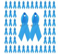 WANDIC 100 Pines de satén de Cinta Azul Egeo, 7,5 cm, cáncer de Colon, concienciación sobre el cáncer de próstata, broches de Cinta de Salud para Hombres o Mujeres, Poliéster