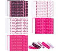 WANDIC 100 pulseras de papel de cinta rosa, pulseras desechables para concienciación sobre el cáncer de mama, 5 diseños para decoraciones de eventos benéficos