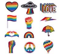 WANDIC 12 parches bordados LGBTQ con diseño de arcoíris LGBTQ, para planchar, para planchar, para decoración de ropa