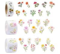 WANDIC 1500 calcomanías de flores silvestres, calcomanías autoadhesivas para ramo de flores, calcomanías de papel florales coloridas para sobres, álbumes de recortes, tarjetas de invitación