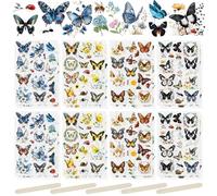 WANDIC 16 hojas de calcomanías de transferencia para frotar, calcomanías de mariposa con insectos para álbumes de recortes, álbumes de fotos, muebles, 5.9 x 3.9 pulgadas