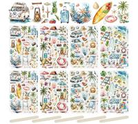 WANDIC 16 hojas de calcomanías de transferencia para frotar, calcomanías de playa de verano para álbumes de recortes, álbumes de fotos, muebles, 5.9 x 3.9 pulgadas