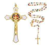 WANDIC 2 piezas de crucifijo blanco para pared, collar de cruz de Jesús para hombres y mujeres, collar de Jesús te ama, regalo católico para bautizo, Pascua