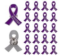 WANDIC 20 broches morados para concienciación sobre sobredosis pancreática de Alzheimer, violencia doméstica, con clip de mariposa, diseño de texto de valor, para pacientes, accesorios de uso diario