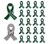 WANDIC 20 broches verdes para concienciación sobre trasplante de órganos, cáncer de hígado, salud mental, con hebilla de mariposa, diseño de texto de valor, para accesorios de uso