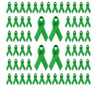 WANDIC 200 alfileres de Raso con Cinta Verde para concienciar sobre el cáncer de hígado y el Medio Ambiente, alfileres de Conciencia sobre la Salud Mental con Broche de Esperanza con Caja, 7,5 cm