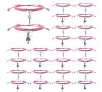 WANDIC 24 pulseras de baile, regalo de bailarina rosa, recuerdos de fiesta, recital de baile, pulseras trenzadas ajustables de cuerda de caballo para boda, despedida de soltera, ballet, amigos