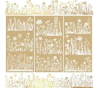 WANDIC 3 Hojas de Calcomanías de Transferencia Doradas, Pegatinas para Muebles de Madera Flores Silvestres Calcomanías Impermeables Para Álbumes de Recortes, 15 x 30 cm