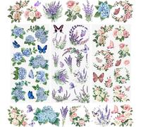 WANDIC 3 hojas de calcomanías de transferencia para frotar, calcomanías florales de mariposa para álbumes de recortes, álbumes de fotos, muebles, 5.9 x 11.8 pulgadas