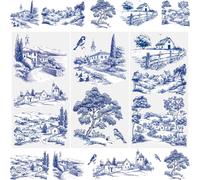 WANDIC 3 hojas de calcomanías de transferencia para frotar, paisaje al aire libre, impermeables, para muebles, manualidades, álbumes de fotos, álbumes de recortes, 15 x 30 cm